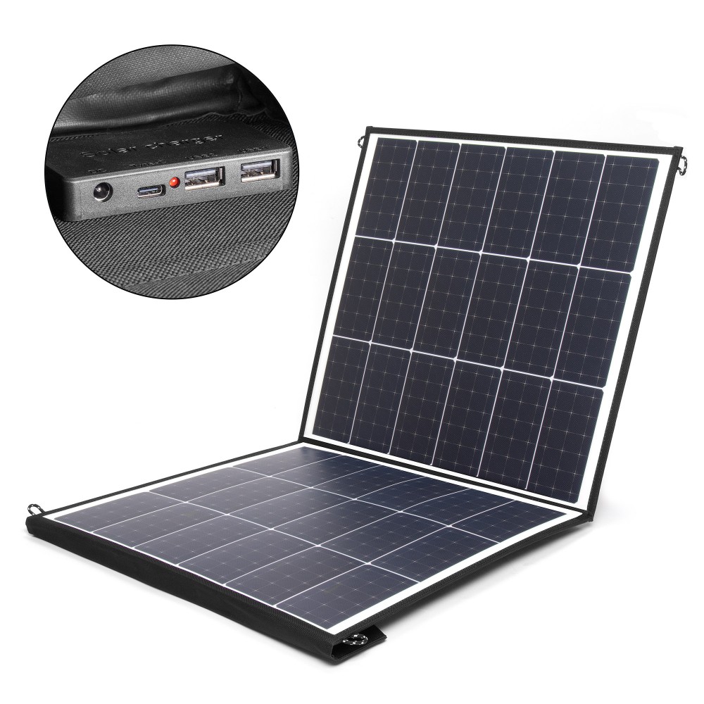 TopON TOP-SOLAR-100 Солнечная батарея 100W 18V DC, Type-C PD 60W, 2 USB,  влагозащищенная, складная на 2 секции