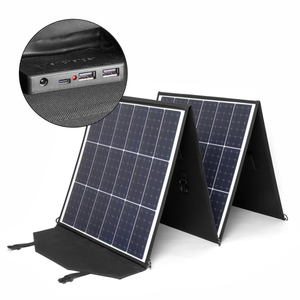 TopON TOP-SOLAR-200 Солнечная батарея 200W 18V DC, Type-C PD 60W, 2 USB,  влагозащищенная, складная на 4 секции